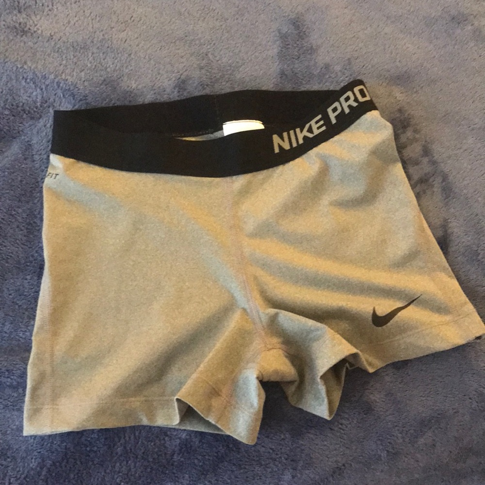 Gray Nike pro compression shorts